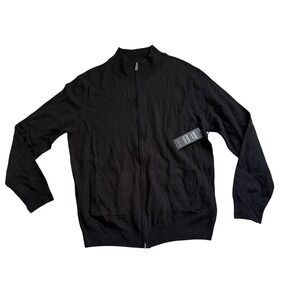 Christian Lacroix Mens Black Extrafine Merino Wool Full Zip Cardigan Sweater NWT